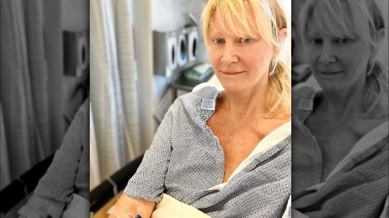 Sandra Lee sitting in hospital bed