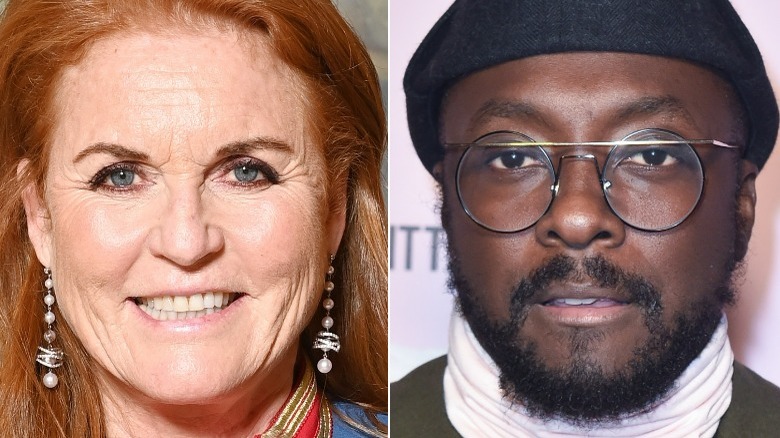 Sarah Ferguson smiling, will.i.am hat