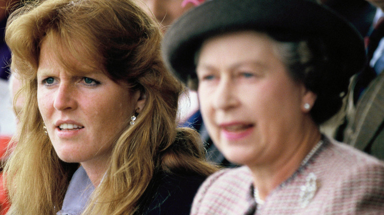 Young Sarah Ferguson with the queen