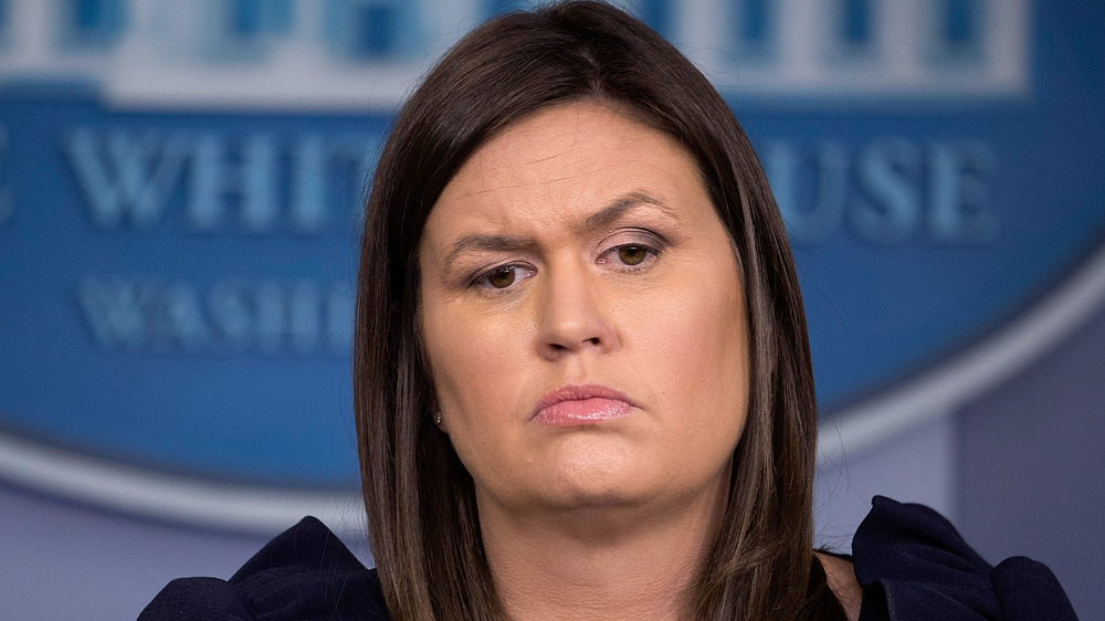 Sarah Huckabee Sanders staring off