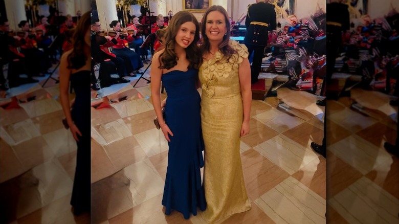 Sarah Huckabee Sanders and daughter Scarlett at the White House