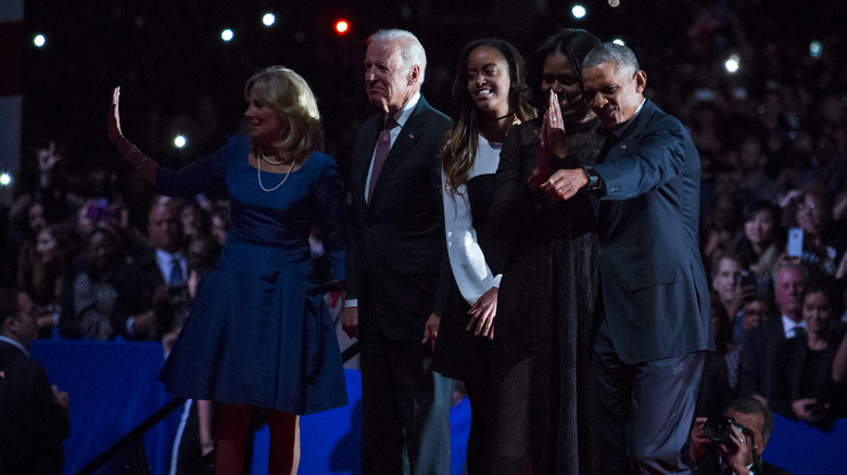 The Bidens and Obamas onstage