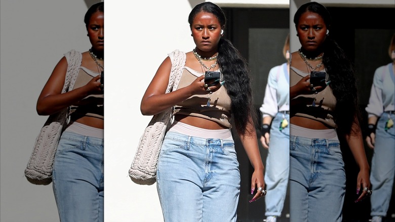 Sasha Obama underwear showing jeans