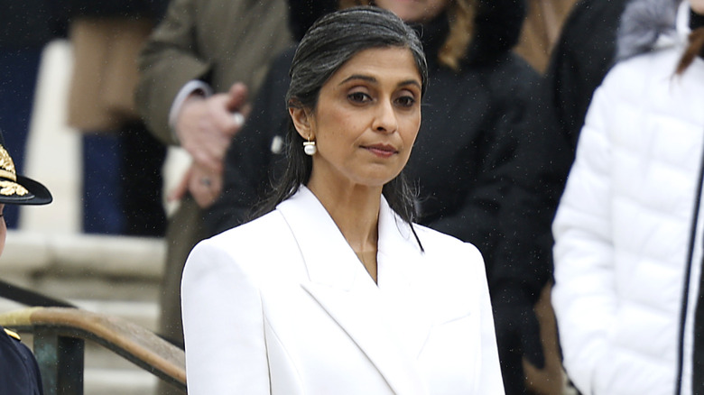 Usha Vance at a wreath-laying ceremony.