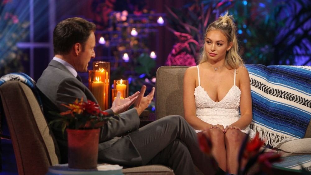 Chris Harrison interviewing Corrine Olympios