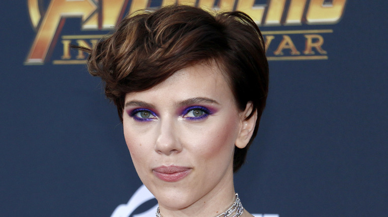 Scarlett Johansson smiles on the red carpet