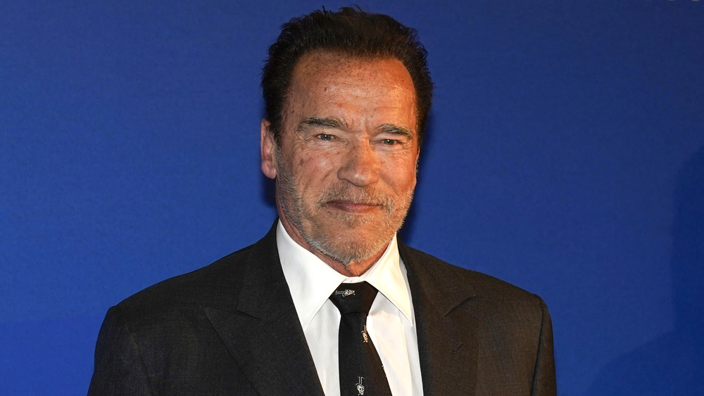 Arnold Schwarzenegger poses