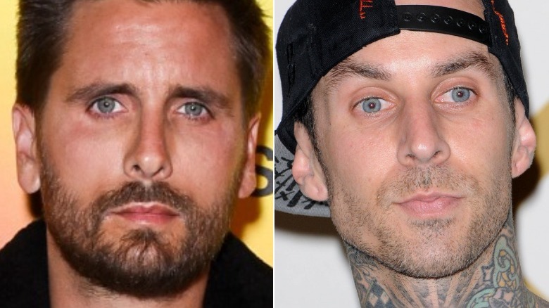 Scott Disick and Travis Barker do not look happy