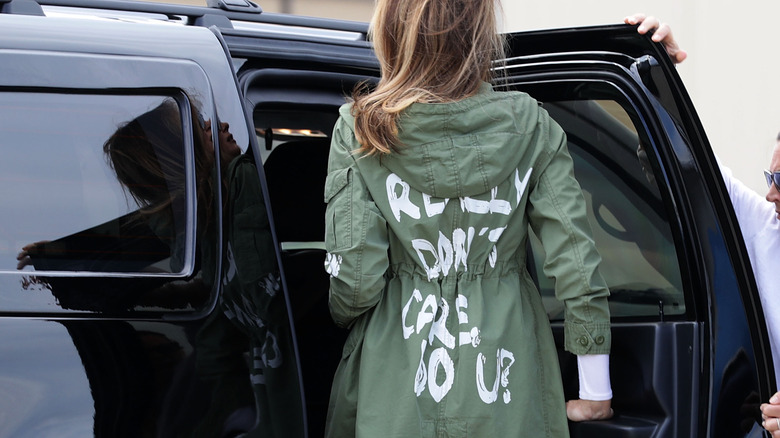 Melania's infamous "I really don't care" jacket