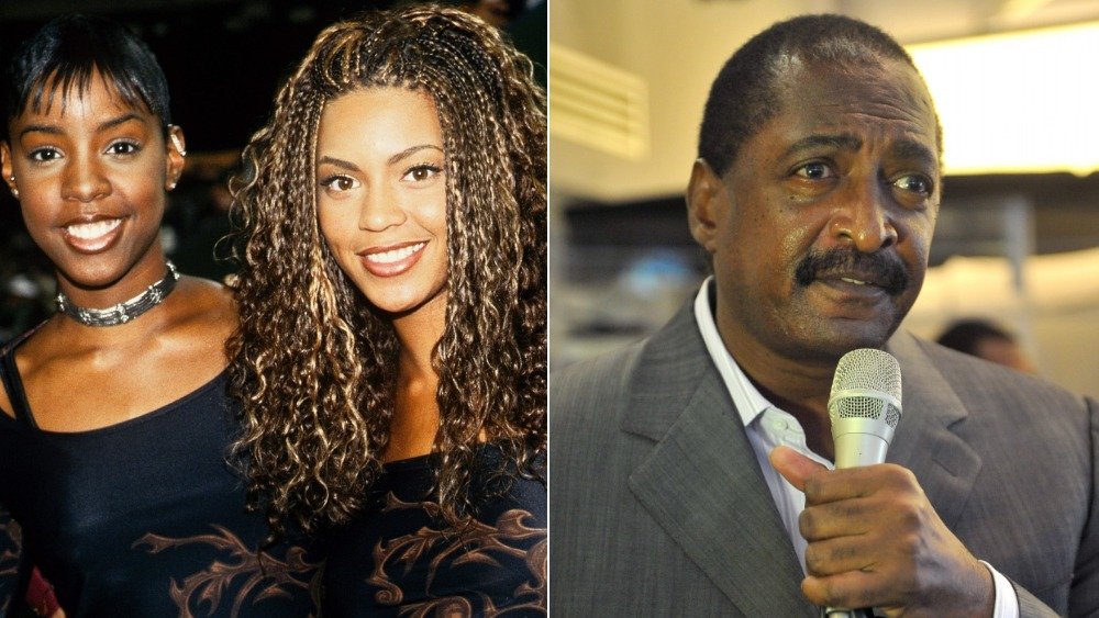 Split image of Beyoncé and Kelly Rowland, Mathew Knowles