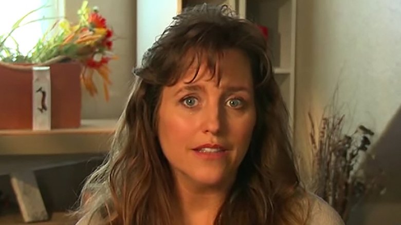 Michelle Duggar sitting for a confessional on her reality TV show 