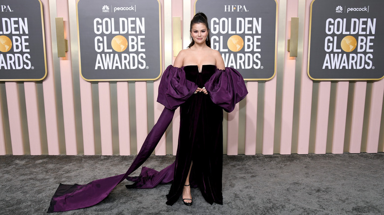 Selena Gomez black and purple dress