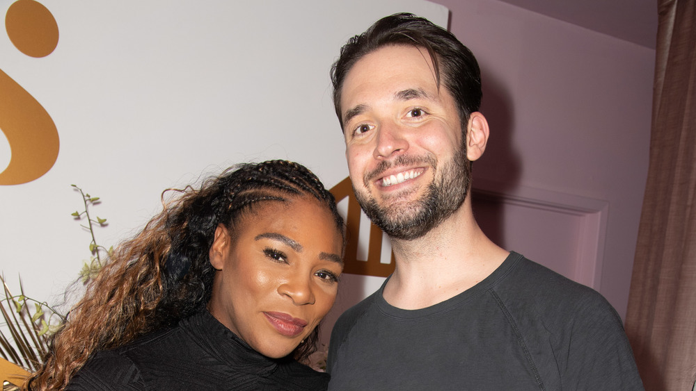 Serena Williams and Alexis Ohanian Sr. smiling