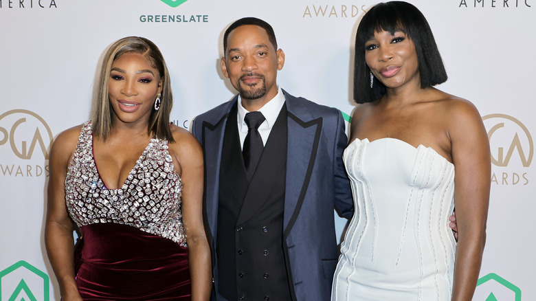 Will Smith with Serena and Venus Williams red carpet