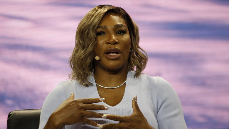 Serena Williams speaking at conference