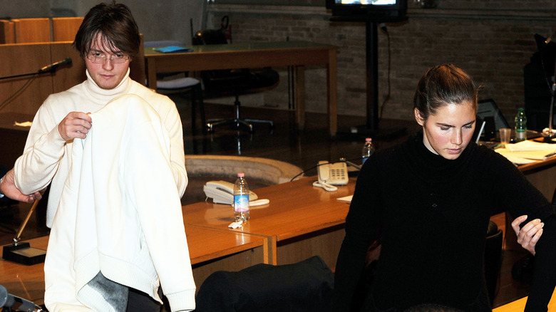 Raffaele Sollecito and Amanda Knox in court 