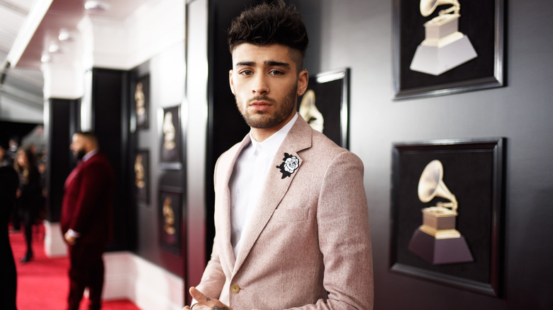 Zayn Malik looking serious at the Grammys