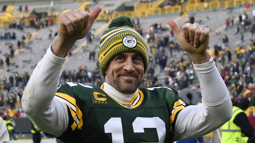 Aaron Rodgers celebrating