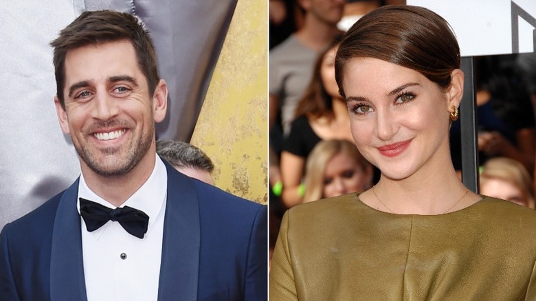 Aaron Rodgers, Shailene Woodley posing