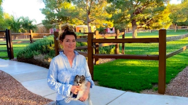 Shania Twain in front of her Las Vegas farm