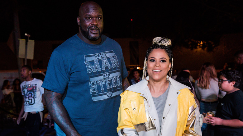 Shaquille O'Neal and Shaunie pose 