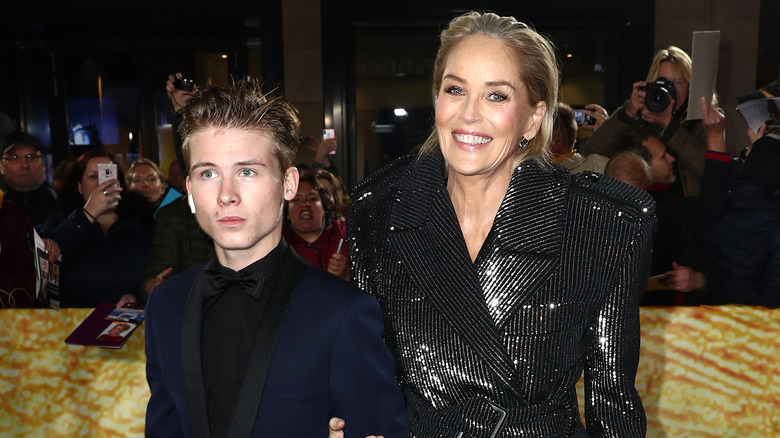 Sharon Stone with her oldest son, Roan