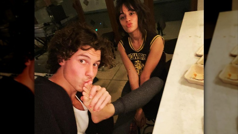 Shawn Mendes kissing Camila Cabello's foot