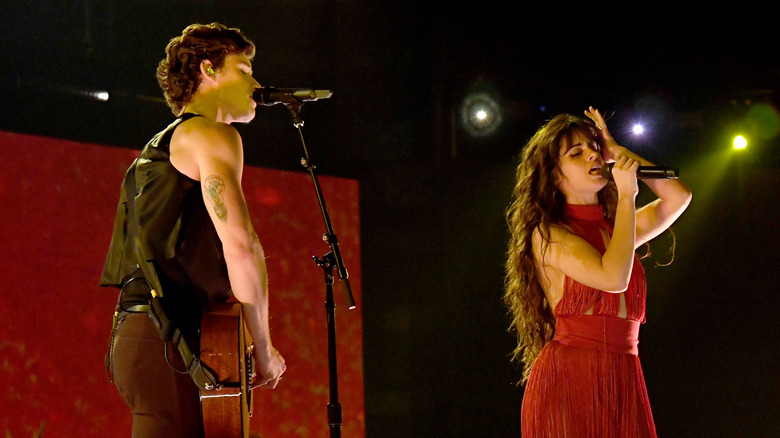 Shawn Mendes and Camila Cabello performing 