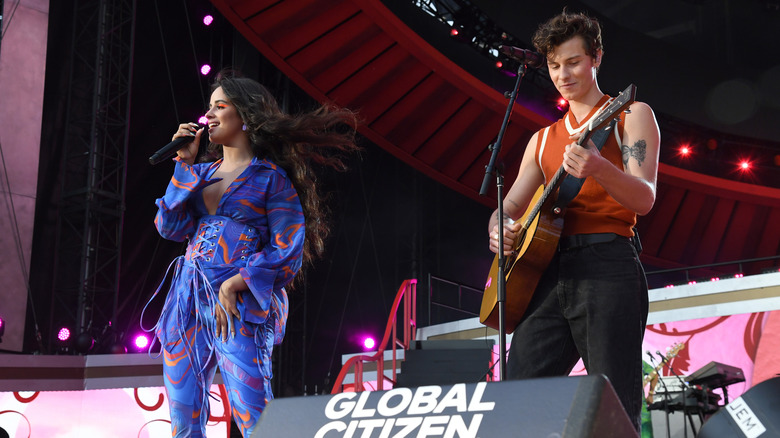 Shawn Mendes and Camila Cabello on stage