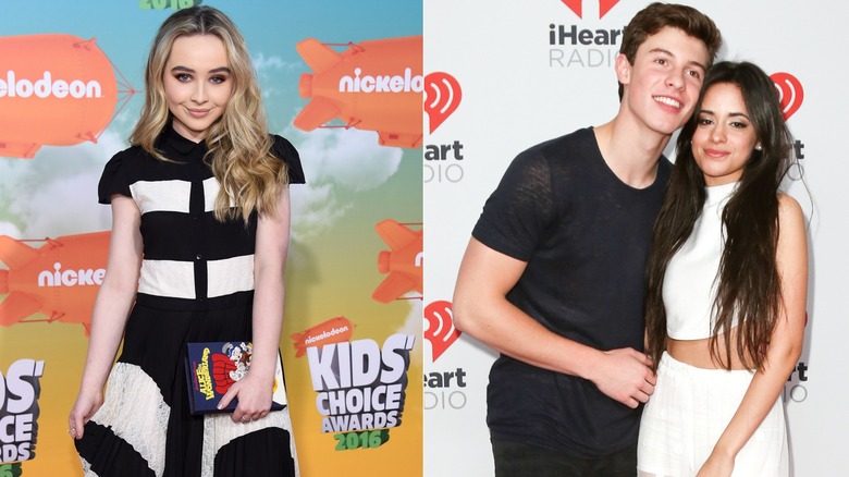 Sabrina Carpenter; Shawn Mendes and Camila Cabello posing