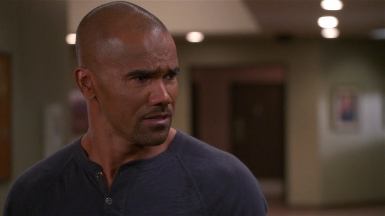 Shemar Moore with tears in his eyes on his last episode of Criminal Minds