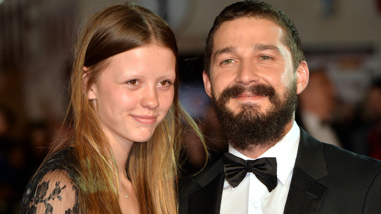 Shia LaBeouf and Mia Goth posing