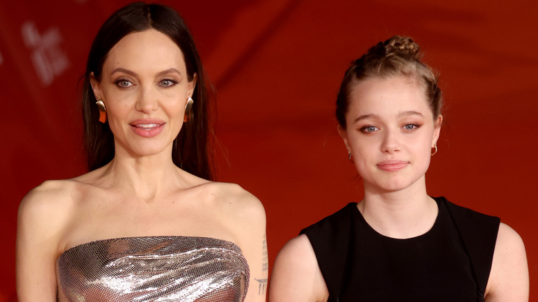 Angelina Jolie and Shiloh Jolie Pitt attending the red carpet of the movie "Eternals"