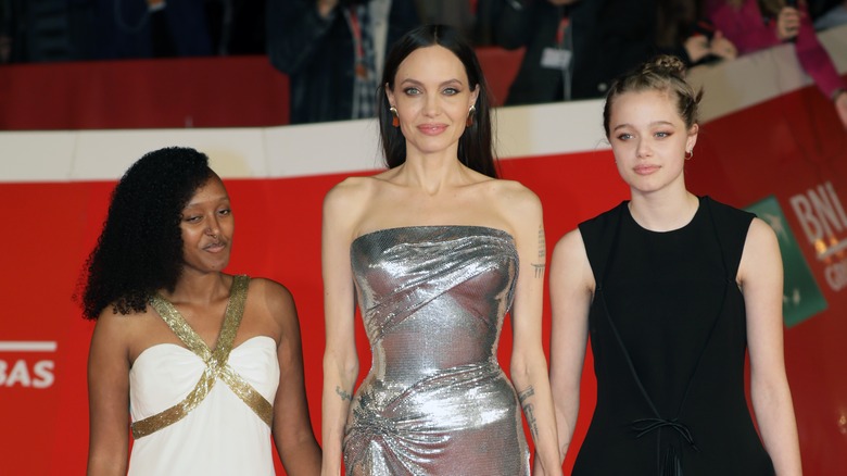 Angelina Jolie on the red carpet with her daughters