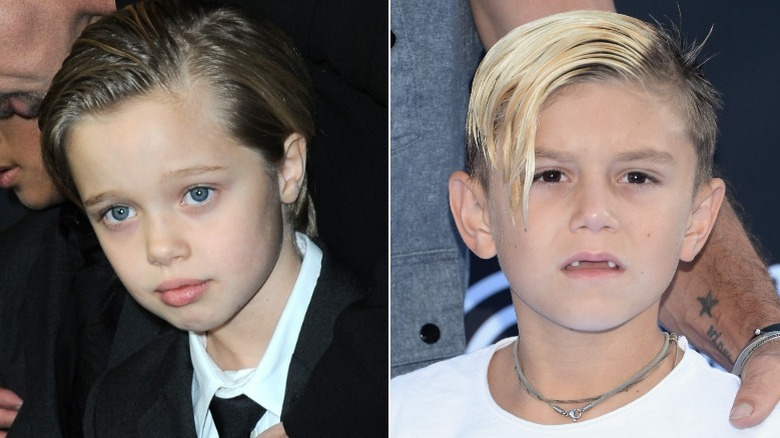 Shiloh Jolie Pitt, Kingston Rossdale posing