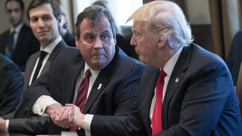 Donald Trump and Chris Christie shaking hands