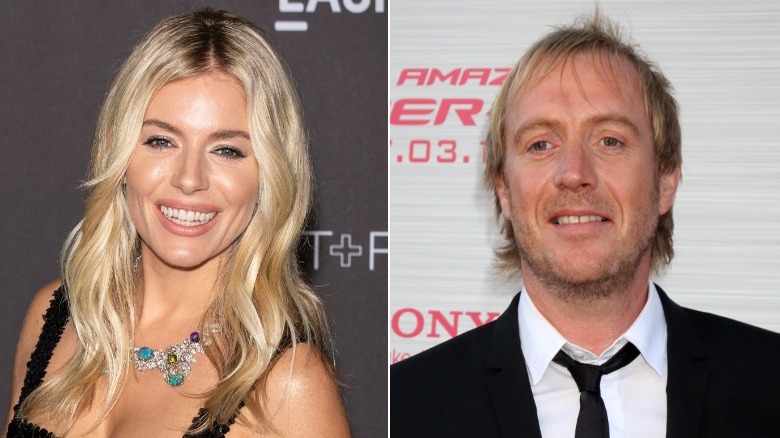 Sienna Miller on a red carpet; Rhys Ifans on a red carpet