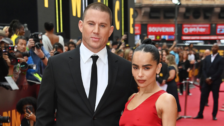 Channing Tatum and Zoe Kravitz posing on the red carpet