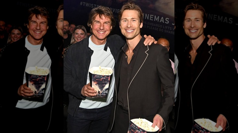 Glen Powell Tom Cruise black jacket Twisters