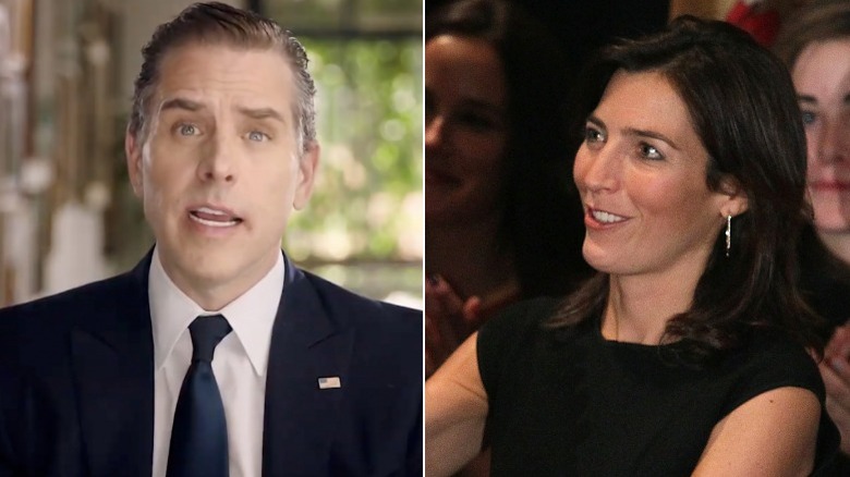 Hunter Biden speaking;Hallie Biden at a rally