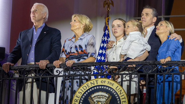 The Biden family with Melissa Cohen on the White House balcony