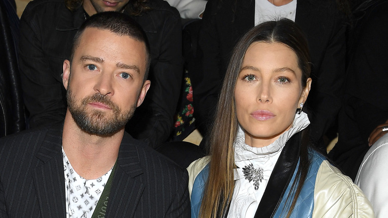 Jessica Biel and Justin Timberlake serious