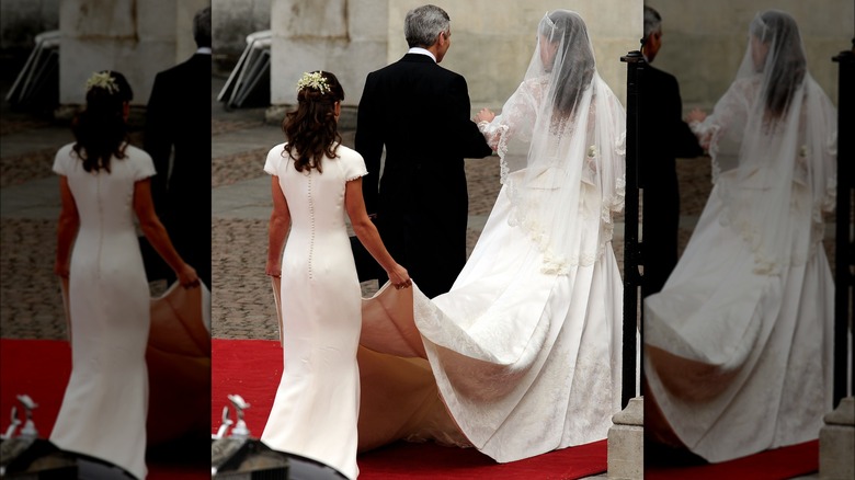 Pippa, Michael, Kate Middleton walking