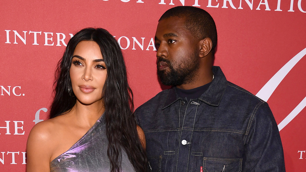 Kim Kardashian and West looking serious at the 2019 FGI Night Of Stars Gala 