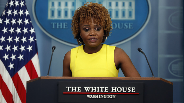 Karine Jean-Pierre at a podium