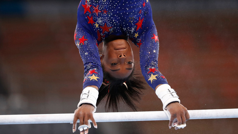 Simone Biles competing at the Tokyo Olympics