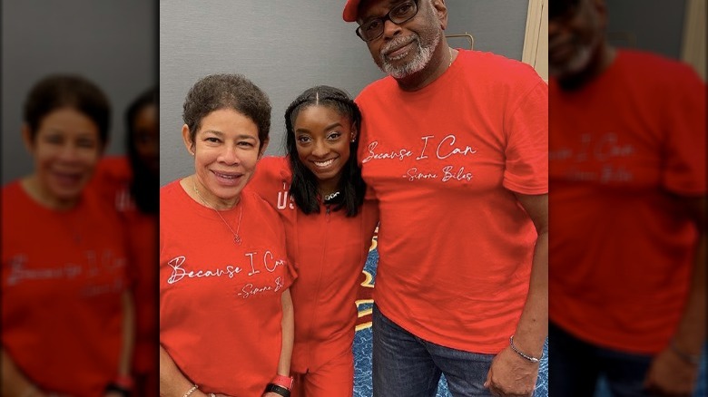 Simone Biles with her parents