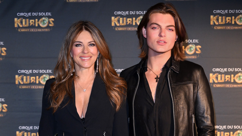 Elizabeth and Damian Hurley smiling 