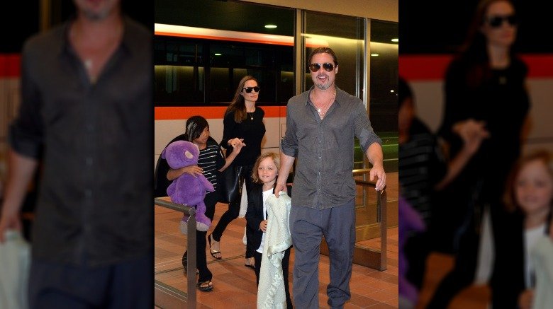 Brad Pitt, Angelina Jolie, with kids