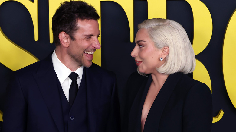 Bradley Cooper and Lady Gaga smiling